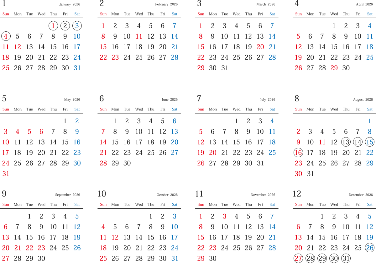 営業カレンダー